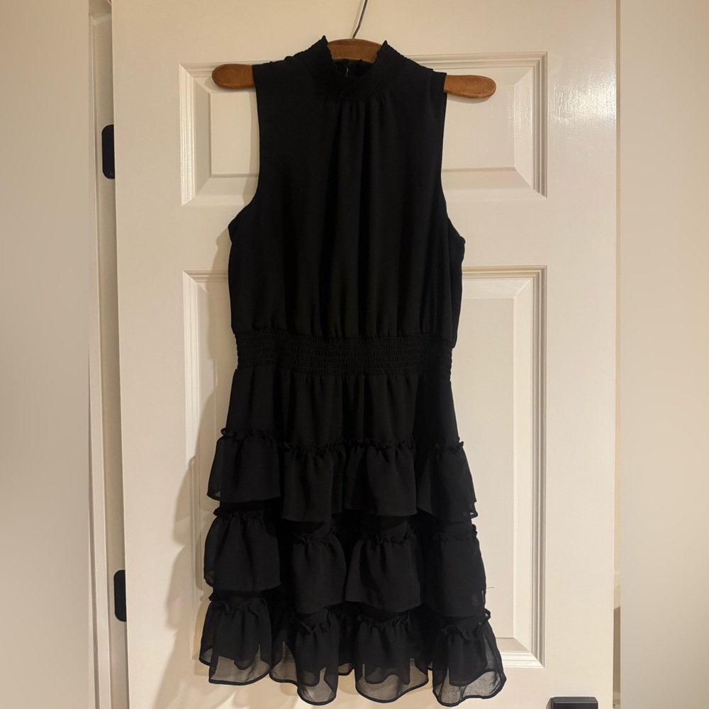 1. State Black Ruffled Formal Dress
